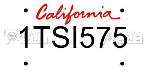 1TSI575 California License Plate