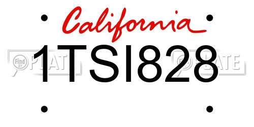 1TSI828 California License Plate