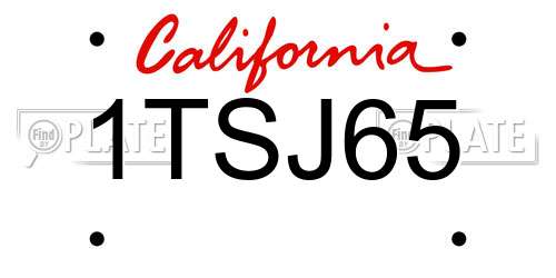 1TSJ65 California License Plate