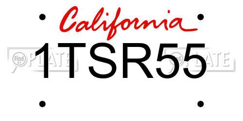 1TSR55 California License Plate