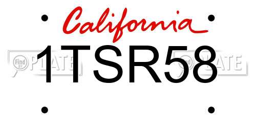 1TSR58 California License Plate