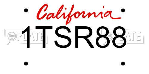 1TSR88 California License Plate