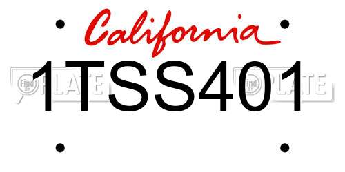 1TSS401 California License Plate