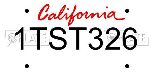 1TST326 California License Plate