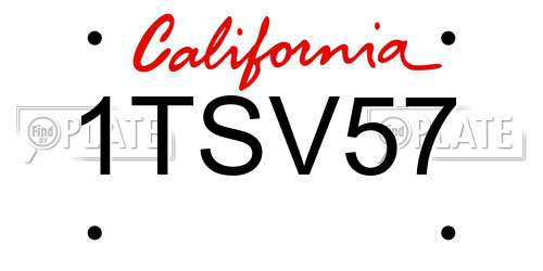 1TSV57 California License Plate