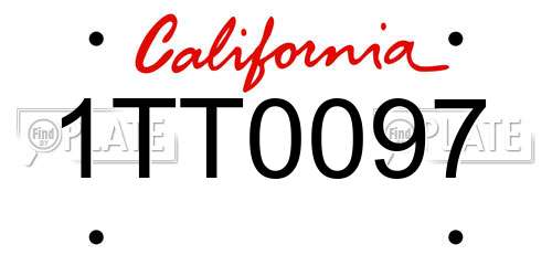1TT0097 California License Plate