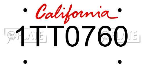 1TT0760 California License Plate