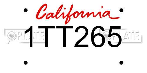 1TT265 California License Plate