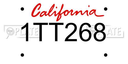 1TT268 California License Plate