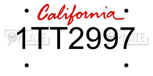 1TT2997 California License Plate