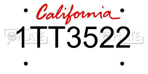 1TT3522 California License Plate