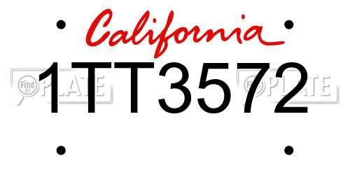 1TT3572 California License Plate