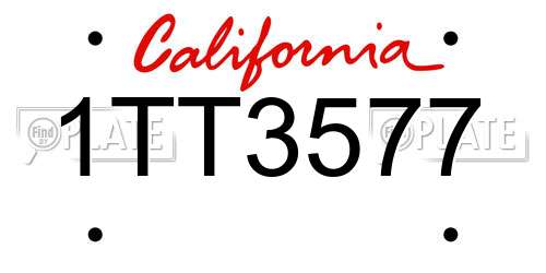 1TT3577 California License Plate