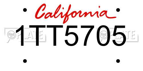 1TT5705 California License Plate