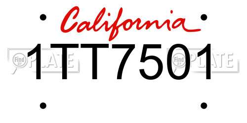 1TT7501 California License Plate