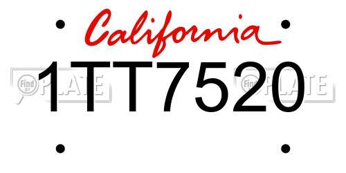 1TT7520 California License Plate