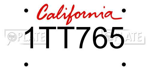 1TT765 California License Plate