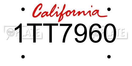 1TT7960 California License Plate