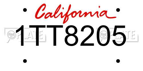 1TT8205 California License Plate