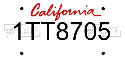 1TT8705 California License Plate