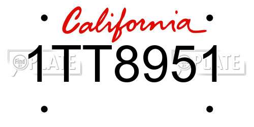 1TT8951 California License Plate