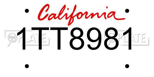 1TT8981 California License Plate