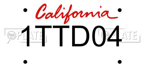 1TTD04 California License Plate