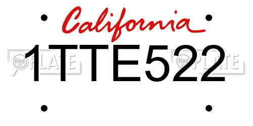 1TTE522 California License Plate