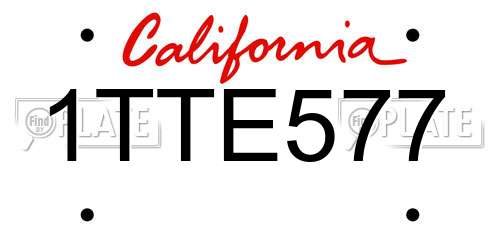 1TTE577 California License Plate