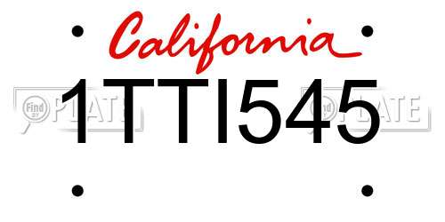 1TTI545 California License Plate