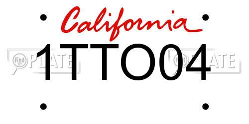 1TTO04 California License Plate