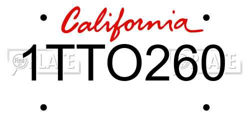 1TTO260 California License Plate