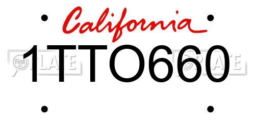 1TTO660 California License Plate