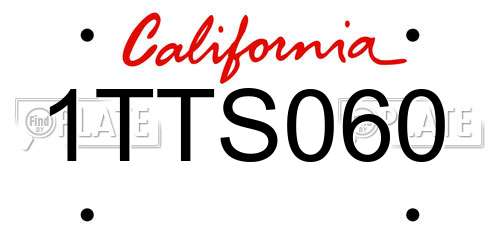 1TTS060 California License Plate