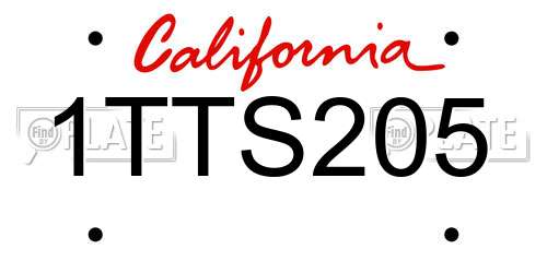 1TTS205 California License Plate