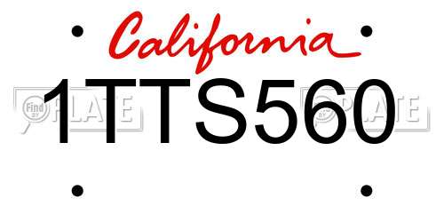 1TTS560 California License Plate
