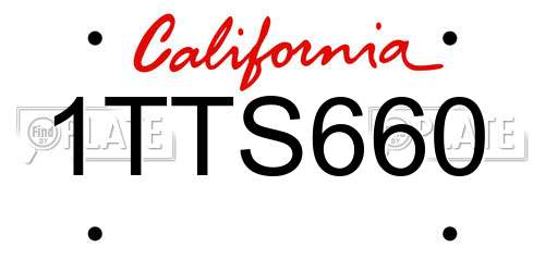 1TTS660 California License Plate