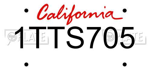 1TTS705 California License Plate