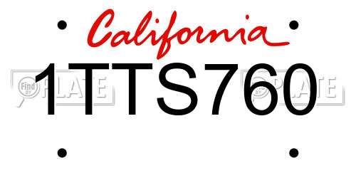 1TTS760 California License Plate
