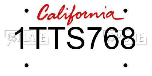1TTS768 California License Plate