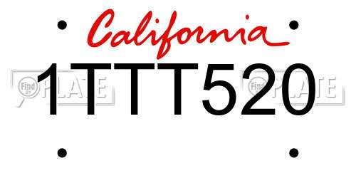 1TTT520 California License Plate