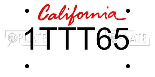 1TTT65 California License Plate