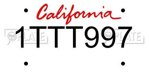 1TTT997 California License Plate