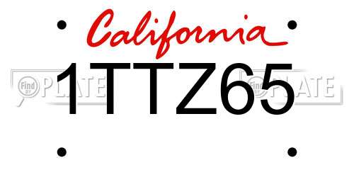 1TTZ65 California License Plate