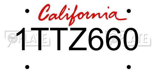 1TTZ660 California License Plate