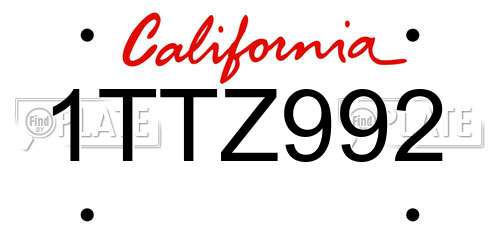 1TTZ992 California License Plate