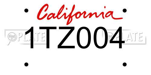 1TZ004 California License Plate