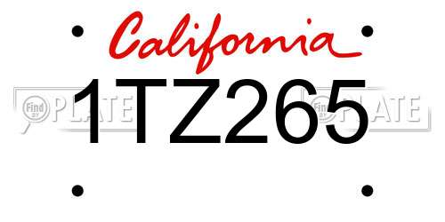 1TZ265 California License Plate