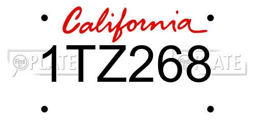 1TZ268 California License Plate