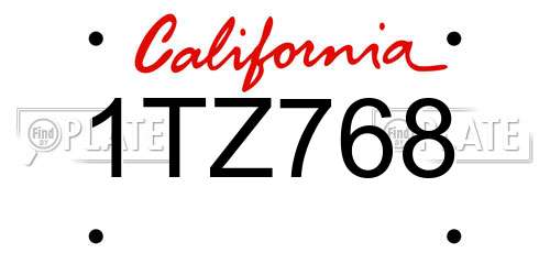 1TZ768 California License Plate